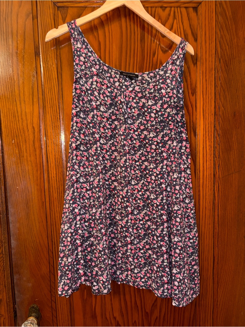 Floral Babydoll Dress - Navy with Pink & White Flowers